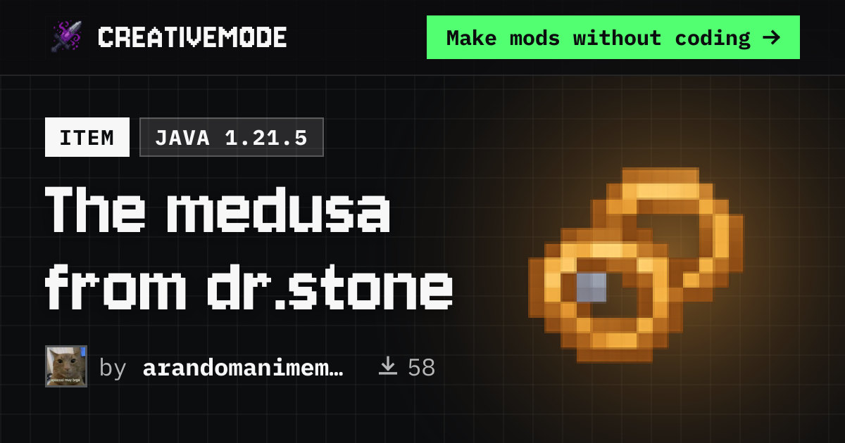 The medusa from dr.stone | Free Java 1.21.5 Mod | CreativeMode