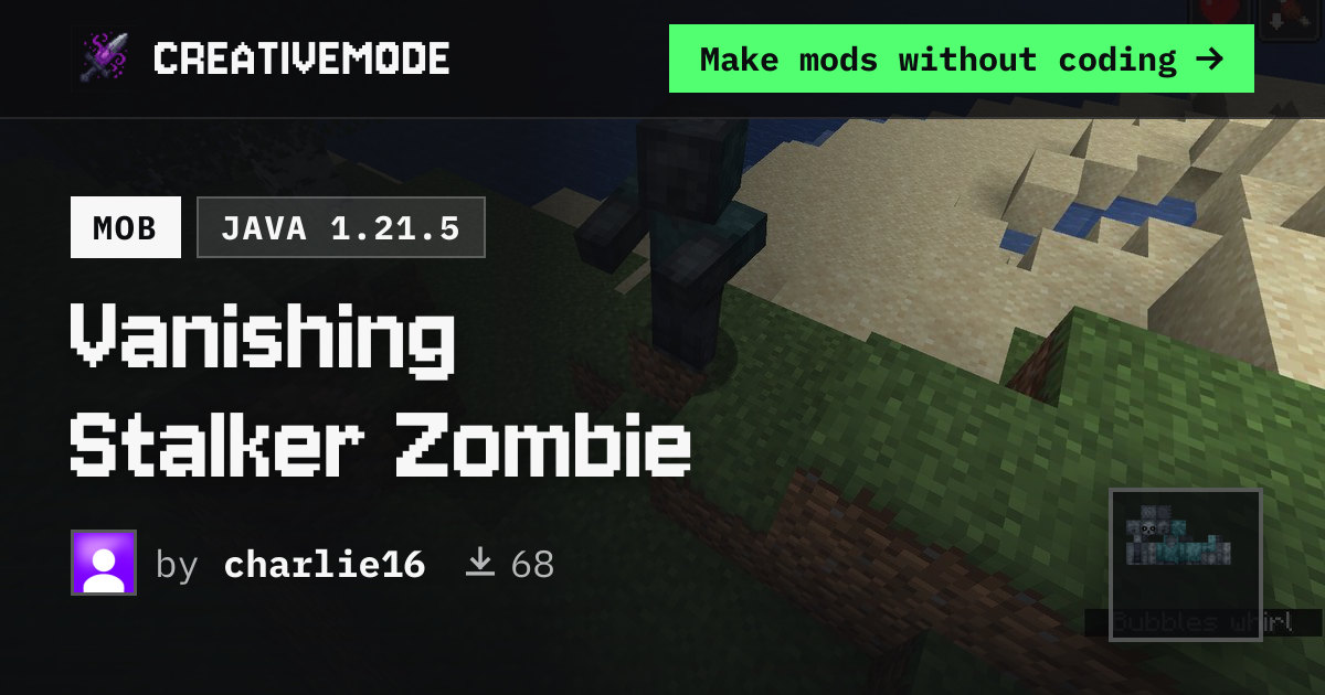 Vanishing Stalker Zombie | Free Java 1.21.5 Mod | CreativeMode