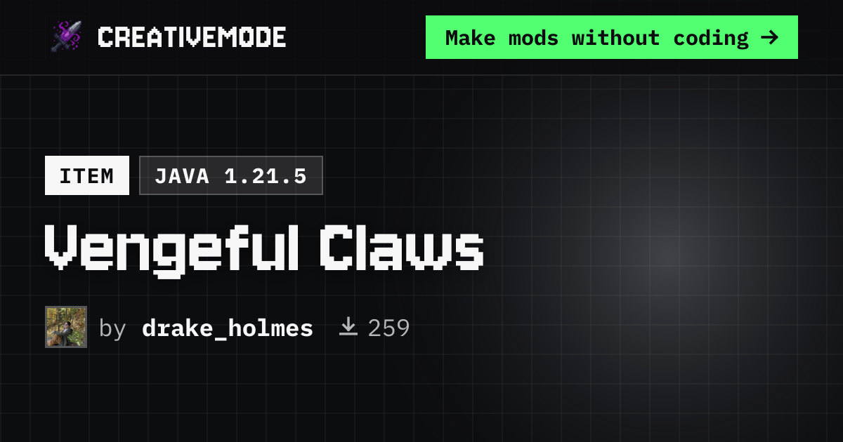 Vengeful Claws | Free Java 1.21.5 Mod | CreativeMode