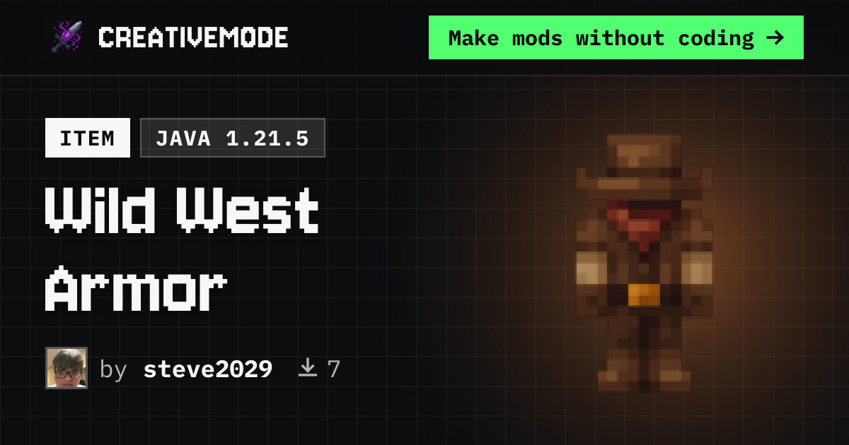 Wild West Armor | Free Java 1.21.5 Mod | CreativeMode