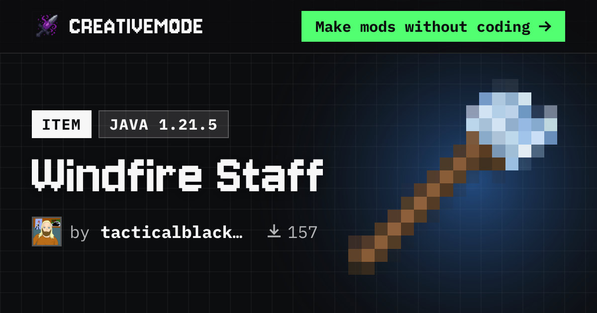 Windfire Staff | Free Java 1.21.5 Mod | CreativeMode